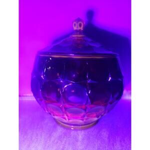 Vintage MCM Tiara Constellation Ruby Red Amberina Glass Biscuit Cookie Jar